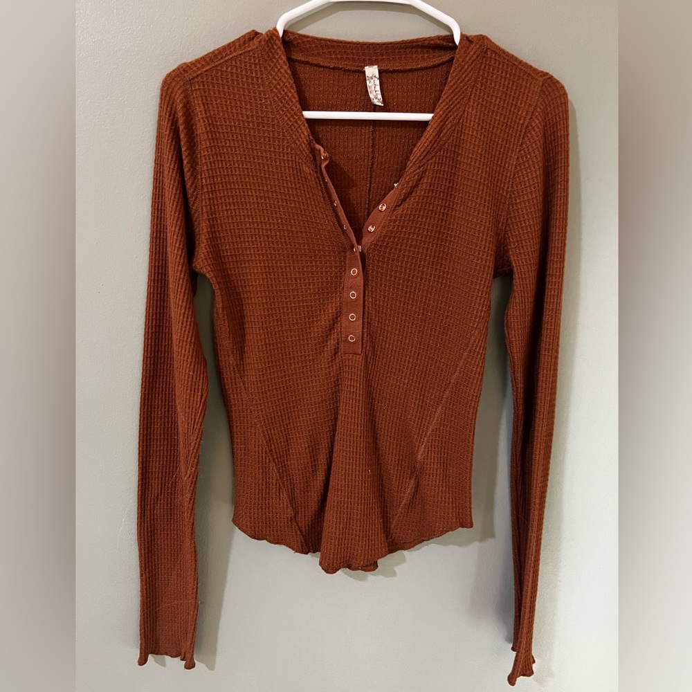 Free People Rust Long Sleeve Top